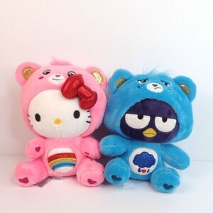 Hello Kitty & Friends Care Bears Plush Lot of 2 Hello Kitty Badtz-Maru 8"